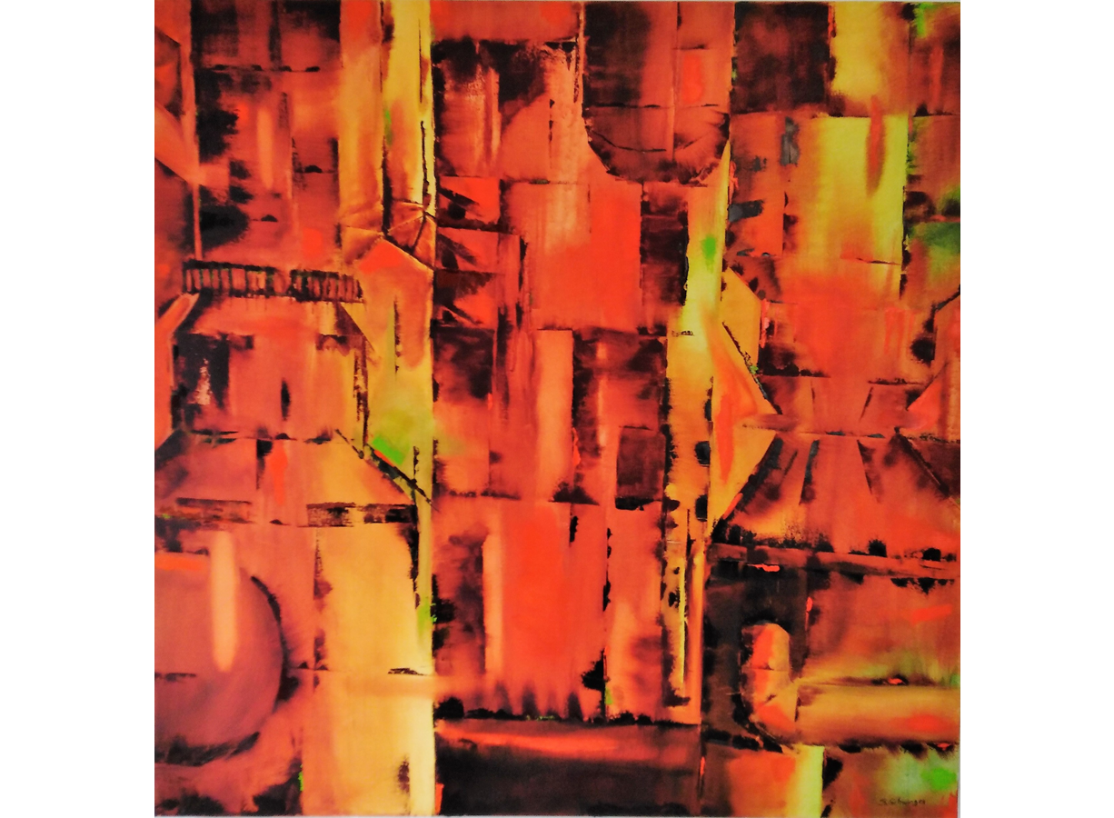 Tanz der Erinnerung, 2019 / Öl auf Leinwand / 100 x 100 cm